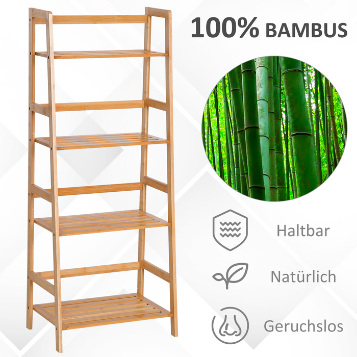 HOMCOM Bookshelf Standing Shelf with 4 Levels Storage Shelf made of Bamboo Office Shelf for Living Room, Bedroom, Office, Natural | Aosom