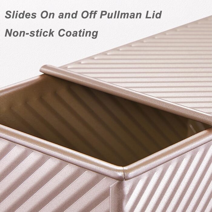 Large Loaf Pan with Lid, Non-Stick Toaster Oven Pan, Loaf Pan with Sliding Cover, Pullman Loaf Pan for Baking, 1000g Dough Capacity, Commercial Use