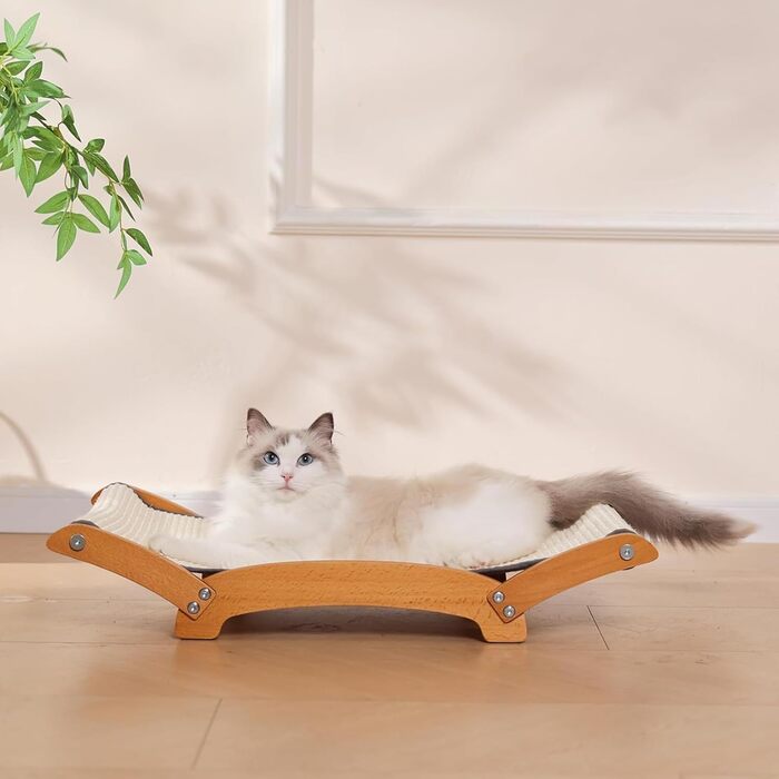 Кігтеточка-ліжко для котів з сизалю, масивне дерев'яне ліжко, кігтеточка-стілець, лежанка для котів, кігтеточка з сизалю, велика, для дому