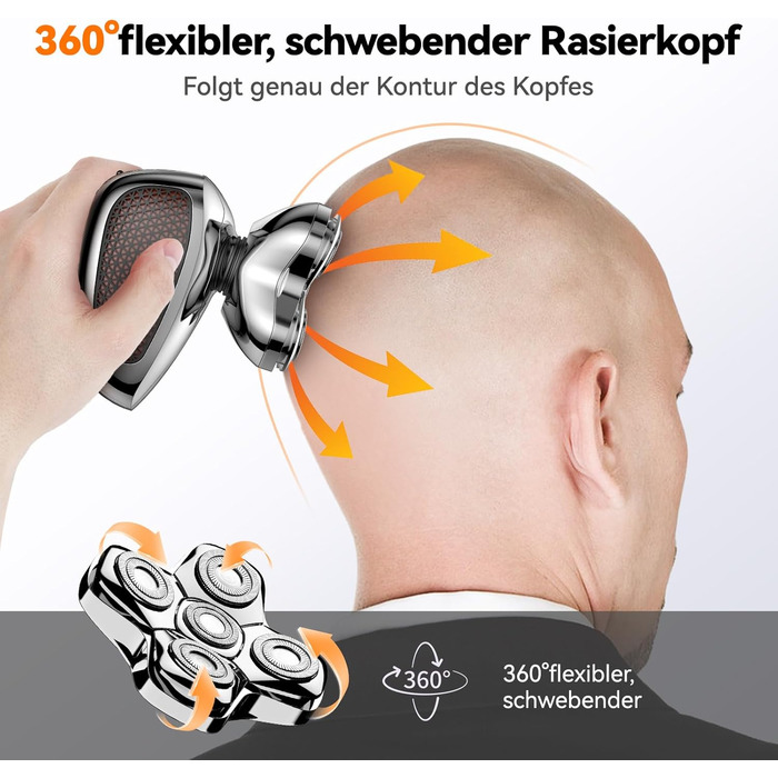 Електричний голєний апарат MAXGROOM для чоловіків, вологостійкий, для сухого та вологого гоління, 5D-головка, USB-C зарядка, LED-індикатор заряду, чорний