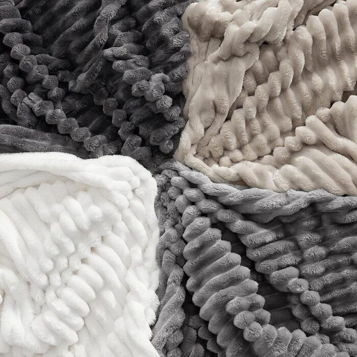 BEDSURE Плед-накидка для декору кімнати - вовняний та флісовий плед, накидка на диван, м'який теплий плед з грубої в'язки для дивану, плед для вітальні, покривало (230 x 270 см, сірий)