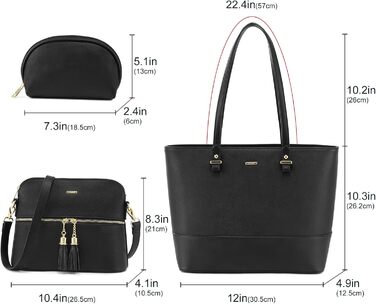 Сумка жіноча LOVEVOOK шопер шкіряний 3-в-1 чорна (C Schwarz) велика містка