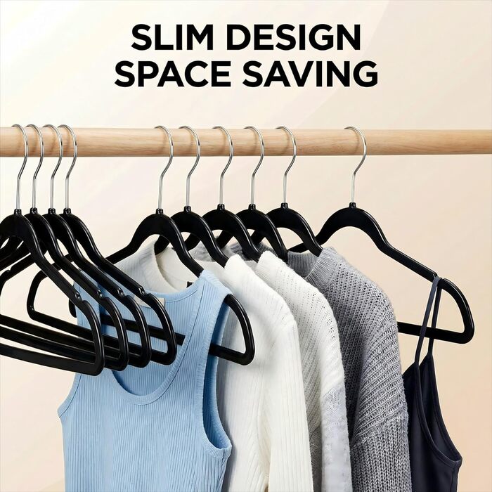Плечики HOUSE DAY пластикові чорні, 50 шт. - Міцні, поворотні, для одягу (пальто, сорочок, жакетів, суконь)