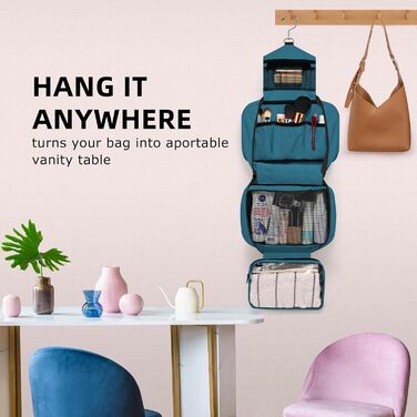 Чоловіча/Жіноча дорожня косметичка-органайзер з 4 відділеннями, велика місткість, компактна, зелена