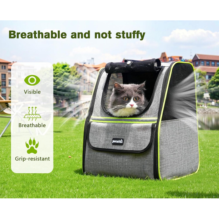Рюкзак для кота Pecute з сітчастим вікном, переноска для тварин, дихаючий та легкий, сірий, до 6 кг