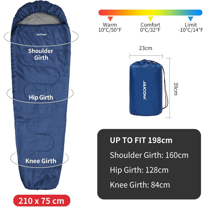 Сплячий мішок 3-4 сезони Ultraleicht Mumienschlafsack (800г/1600г) для дорослих - Outdoor, Camping, Trekking, Indoor, блакитний