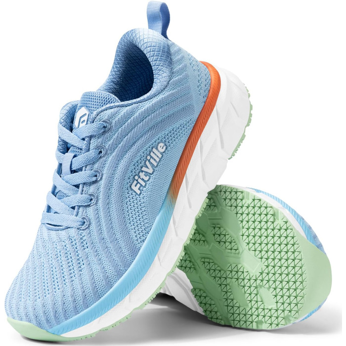 Жіночі кросівки для бігу FitVille широкі, дихаючі, спортивні, легкі, зручні для ходьби, блакитні, розмір 39 EU