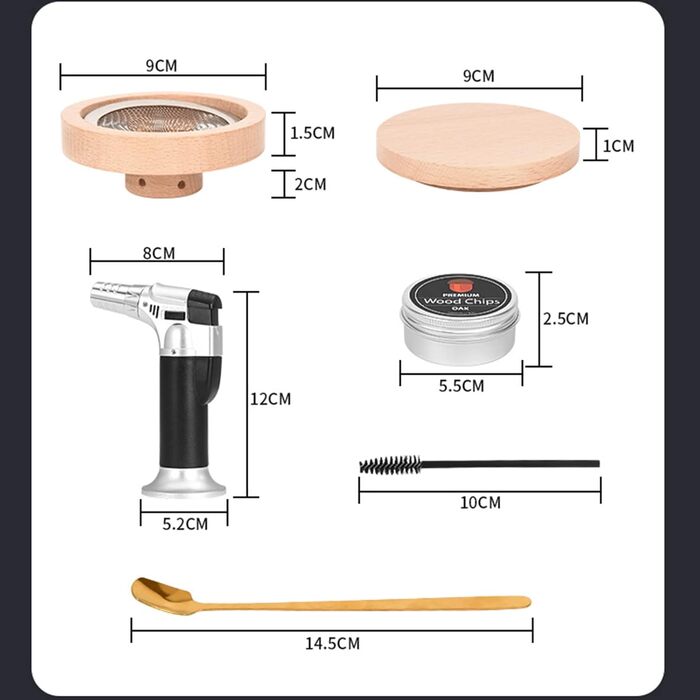 Набір для приготування коктейлів з димом: ретро-набір для віскі та бурбона з ліхтариком, 4 смаки