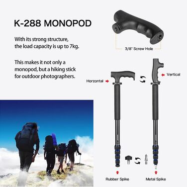 Монопод Koolehaoda K-09 з кульковою головкою для DSLR-камери, алюміній, висота 175 см