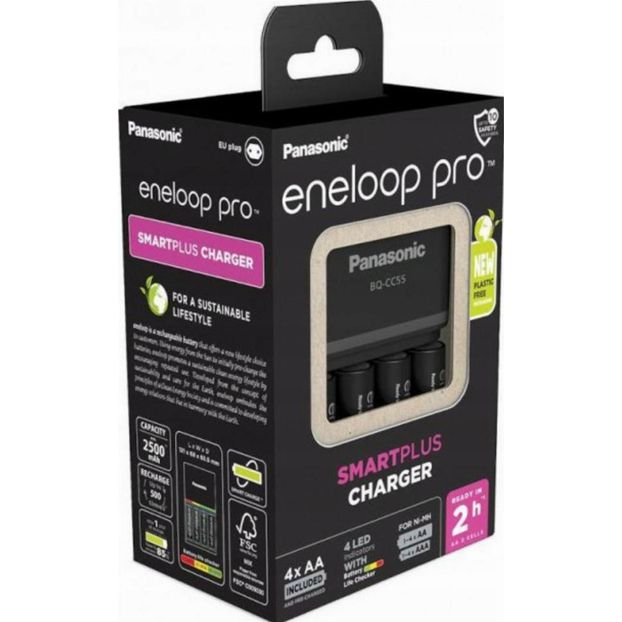 Зарядний пристрій Panasonic BQ-CC55 + 4 x AA ENELOOP PRO 2500mAh
