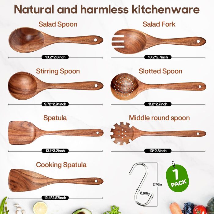 Набір дерев'яних лопаток для кухні Spardar (7 шт.)