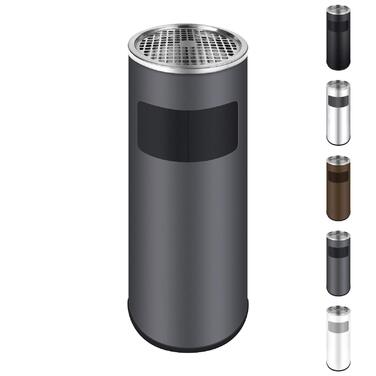 WELLGRO Standaschenbecher з нержавіючої сталі 2в1 для вулиці: попільничка та сміттєвий бак сірого кольору. Великий попільничник для тераси, входу та комерційних приміщень, стійкий до погодних умов.