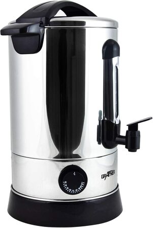 Grafner XL Stainless Steel Glühwein Cooker - 8.8 Liters - 1500 Watts with Tap, Thermostat and Overheat Protection Hot Beverage Dispenser
