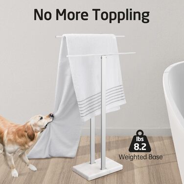 Підставка для рушників подвійна, сталева, з мармуровою основою, 84 см, BTH217-2