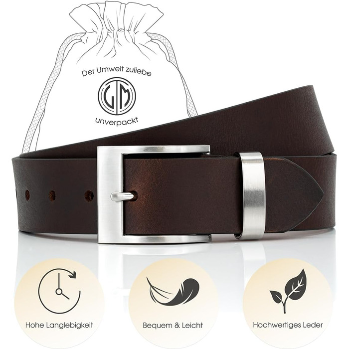 Чоловічий шкіряний ремінь Lindenmann, 40 мм, повноецінна шкіра, темно-коричневий, розмір 105 см, довжина 120 см