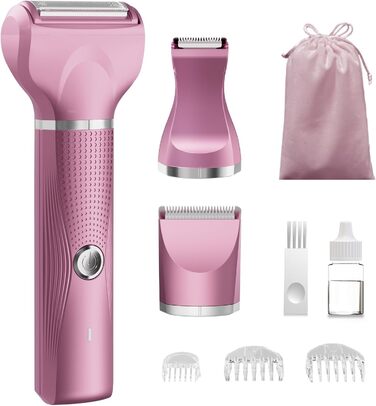 Електричний жіночий набір для гоління: багатофункціональний, для тіла, зони бікіні, USB-C, з чохлом (Рожевий)