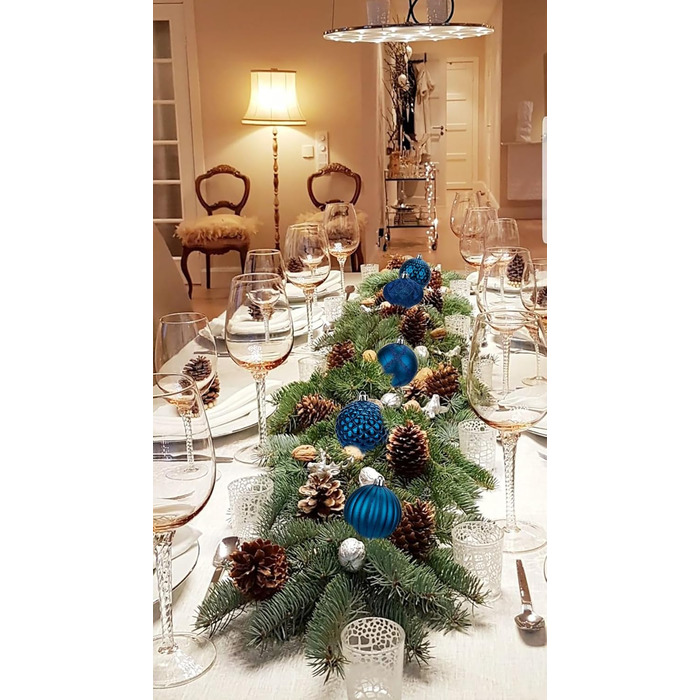 50 шт. прикрас для ялинки: сині ялинкові кулі, міцні, для різдвяного декору