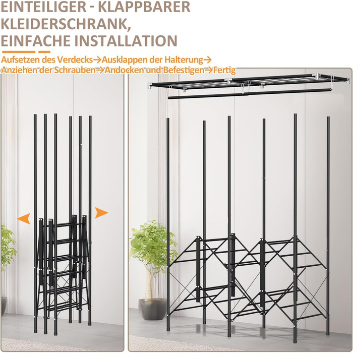 Wardrobe, Portable Shelf System, 20 Cube DIY Shelf System Wardrobe Open Plastic Wardrobe with Doors Wardrobe Cabinet White 180 x 142 x 37CM (With Fabric Cover 138x170x48cm)