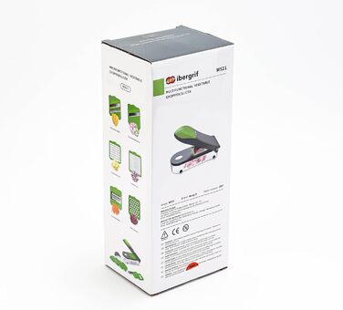 Ibergrif M521 – Мультифункціональний подрібнювач овочів 6-в-1, 1200 мл, чорно-зелений