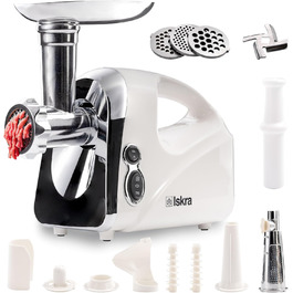 Електричний Fleischwolf Iskra 1200W: м'ясорубка, фляндр, соковичавник 4-в-1 з нержавіючої сталі