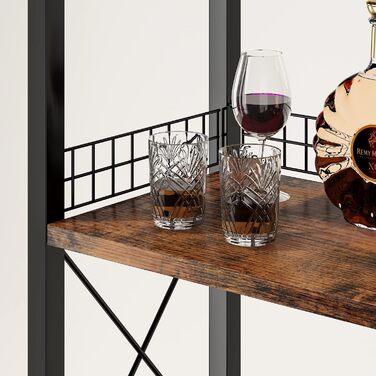 Homeiju Wine Rack, Freestanding Floor, Bar Cabinets for Liqueurs and Glasses, 4-Tier Bar Cabinet with Table Top, Glass Holder, Storage Drawer and Wine Storage for Living Room, Kitchen