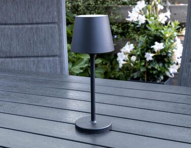 Настільний світильник акумуляторний ChiliTec 30 см LED з димером, USB зарядка, IP44, тепле світло, сенсорний вимикач (Чорний)