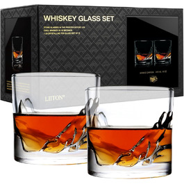 Набір склянок для віскі LIITON Grand Canyon (2 шт.) з кришталевого скла, Tumbler, подарунок для чоловіка, для коктейлів, джина, бурбона, рому