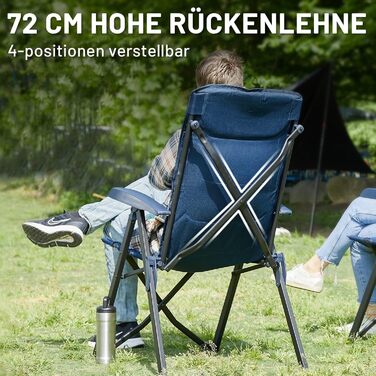 Крісло для кемпінгу Timber Ridge: складане, висока спинка, компактне, 150 кг, 4 положення, з сумкою, алюмінієве, блакитне (2 шт.)