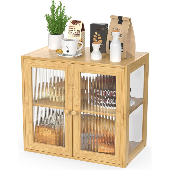 Бамбанг Бамбукова Brotbox для кухонного столу, дерев'яний броток, контейнер для хліба з 2 дверцятами, бамбуковий броток, MBX-06