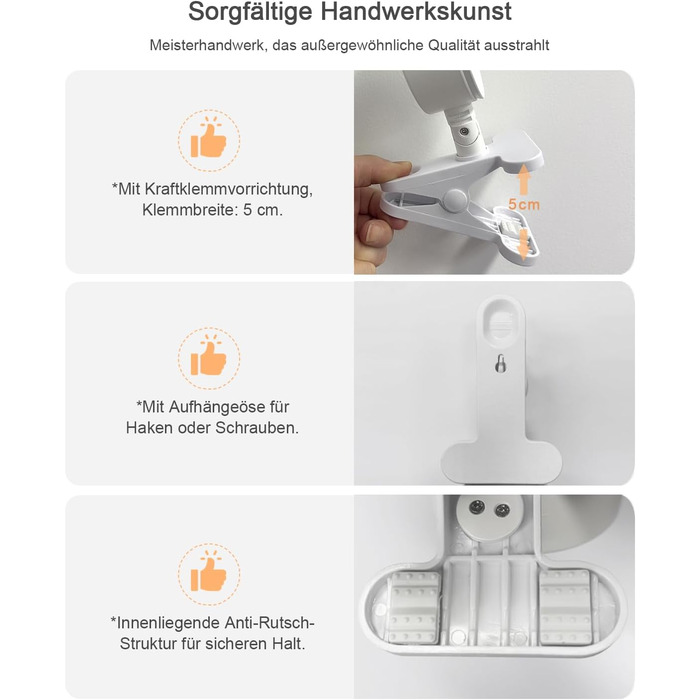 Нічник на ліжко акумуляторний бездротовий з USB-C, 5000mAh, з кліпсою, димуючий, з пультом, LED, 360° поворотний, для спальні, кемпінгу (білий)