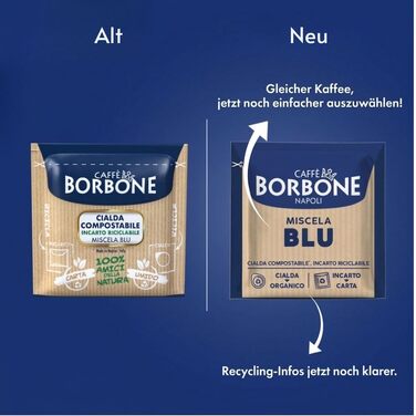 Кава в п.о. Caffe Borbone Miscela Blu (Синя суміш), ESE-поди 44мм, солодка, 600 шт