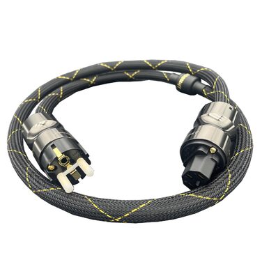 HiFi мережевий кабель живлення 10AWG з феритним кільцем, безкисневий мідний дріт для аудіосистем High-End, 1.5м, чорний