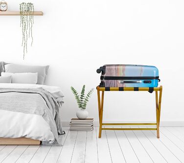 Relaxdays Luggage Rack Wood, foldable, luggage rack, suitcase storage, for travel luggage, HxWxD: 52.5x66.5x48 cm, white (natural)