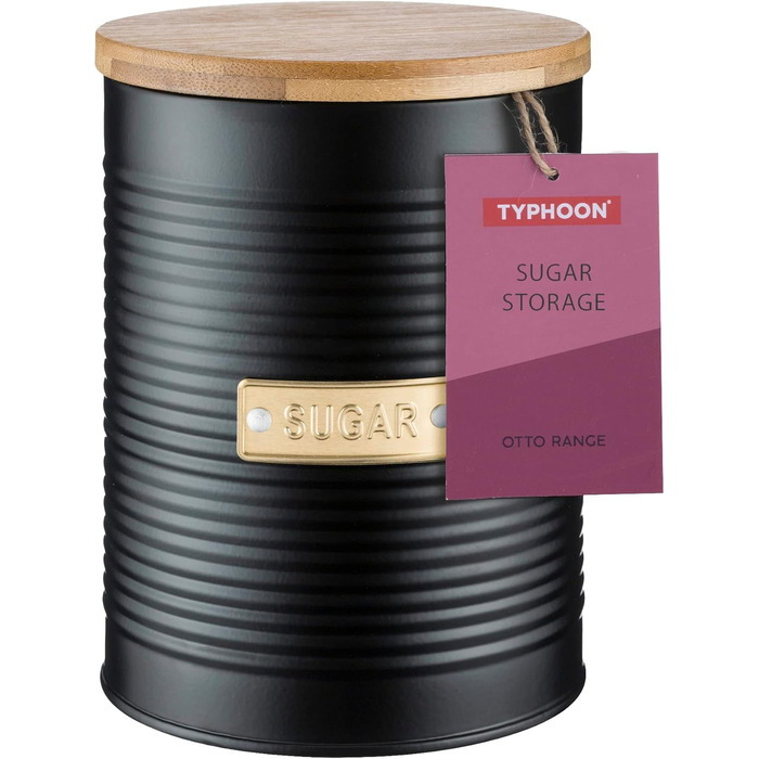 Контейнер для кави TYPHOON OTTO 1,4 л з бамбуковим кришками та силіконовим ущільнювачем, декорований, для кавових зерен, меленої кави та кавових подушечок