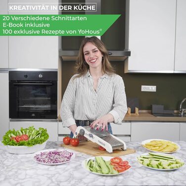 Обрізчик овочів Mandoline з нержавіючої сталі – професійний овочеріз з регулюванням товщини нарізки, для нарізки жульєном/кубиками/смужками, придатний для миття в посудомийній машині