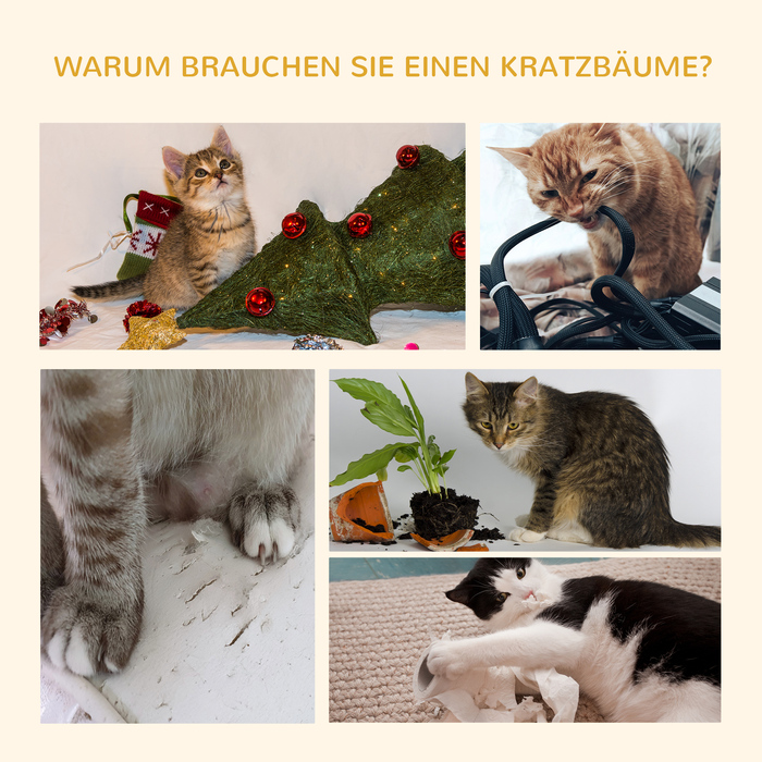 PawHut котячий комплекс для котів висотою 240-260 см, підходить для великих котів, котячий будиночок з мотузки сизалю в темно-сірому кольорі для ігор та відпочинку.