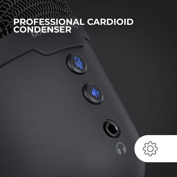 Мікрофон Mars Gaming MMIC-XT: Професійний студійний мікрофон з кульковим кріпленням, поп-фільтром та антишоком, 192Khz/24-bit, Чорний