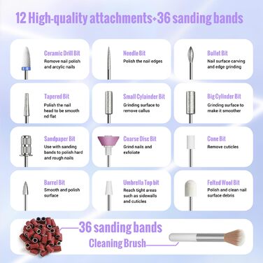 Електричний набір для манікюру та педикюру DN-2402, 13 в 1, 35000 об/хв, для гелевих, акрилових нігтів