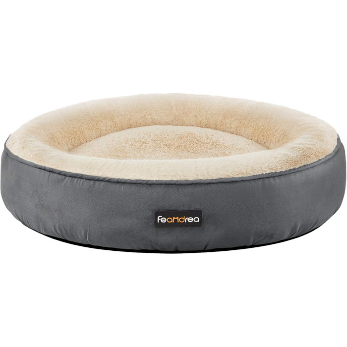 Кругле ліжко для собак та котів Feandrea, діаметр 70 см, темно-сірий колір, розмір 70x70x18 см