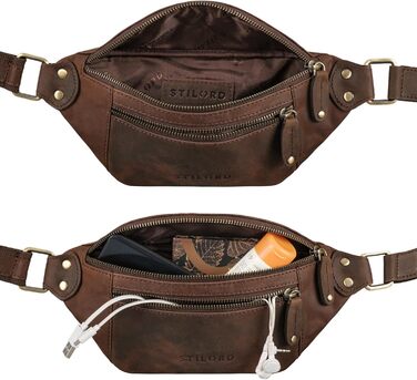 STILORD Orson: Чоловіча/Жіноча поясна сумка на пояс з натуральної шкіри STILORD – надійний захист від крадіжки, водонепроникність, регульований ремінь, колір: коричневий (Zamora)