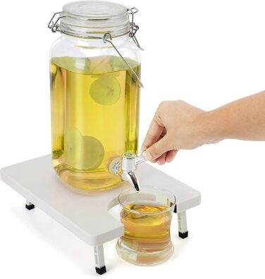 Скляний диспенсер для напоїв Belle Vous з краном - 2,5 л - Скляний диспенсер для води, соку, коктейлів, молока та айті (холодного чаю) - Ретро диспенсер для вечірок, пікніків та барбекю