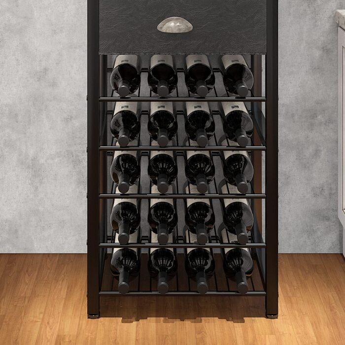 Homeiju Wine Rack, Freestanding Floor, Bar Cabinets for Liqueurs and Glasses, 4-Tier Bar Cabinet with Table Top, Glass Holder, Storage Drawer and Wine Storage for Living Room, Kitchen