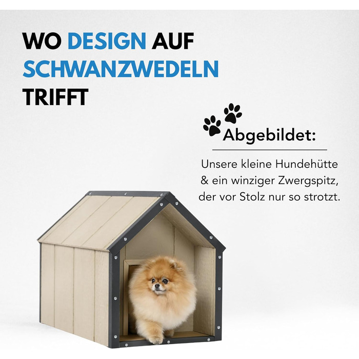 Будка для собак Outdoor, маленькі породи – собачий будиночок з дерева, водостійкий дах 76 x 99 x H80 см, розмір S, Timbela M401-1 розмір M, 76x99xH80cm, натуральне дерево (розмір S, 48x74xH58cm, LP SmartSide дерев'яні панелі)
