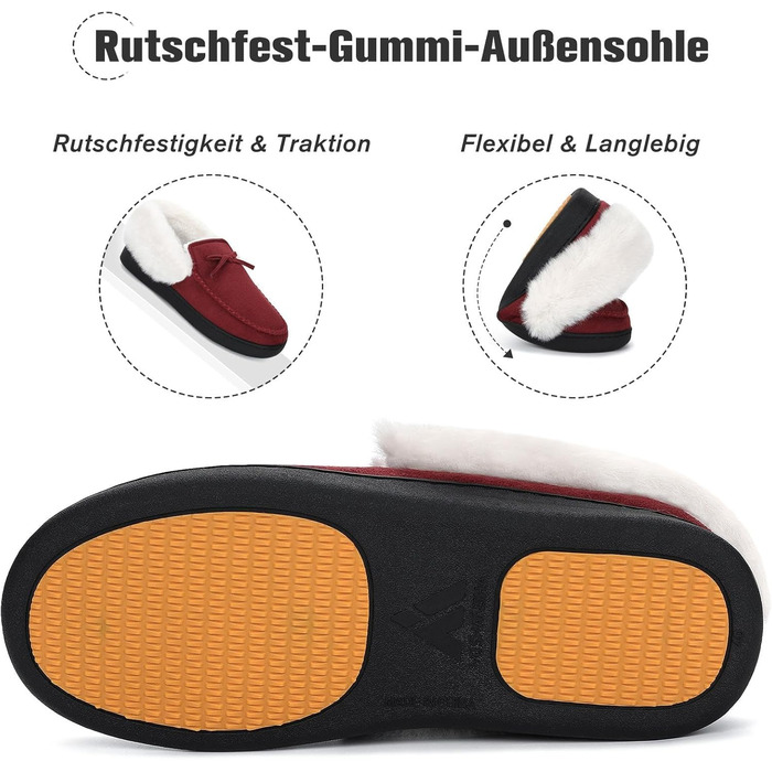 Тапочки жіночі зимові Mishansha з підкладкою Memory Foam, антиковзкі, плюшеві, розмір 36-43 EU, червоний (43 EU)