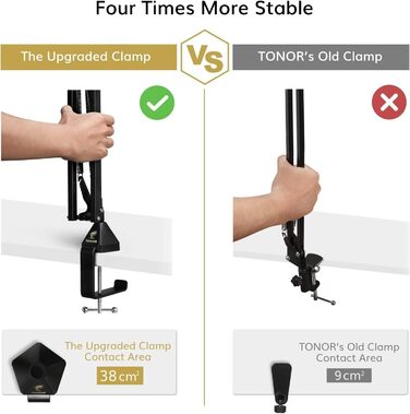 TONOR Тримач для мікрофона T20 (Великий) з регульованим штативом, поп-фільтром та адаптером 3/8' - 5/8'