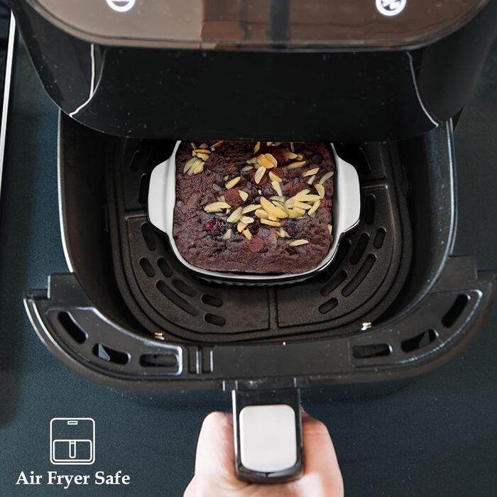 Набір форм для запікання NUTRIUPS 400мл (4 шт.), кераміка, 14.5 x 11.5 x 5.5 см. Квадратні форми для випічки, фритюрниці, духовки та мікрохвильовки. Зеркальне покриття