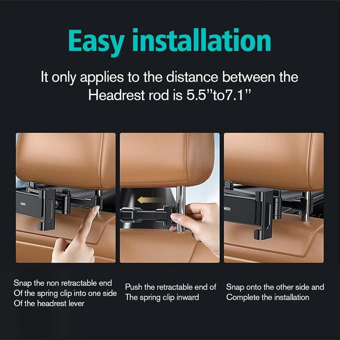 Тримач для планшета в авто, універсальний, висувний, для iPad, iPhone, Samsung Galaxy Tab, Switch (4.7-13 дюймів)