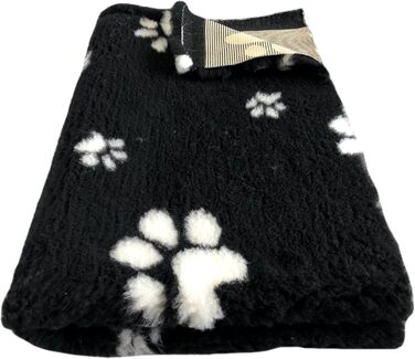 Килимок для собак Elropet Vetbed: преміум якість, 22 мм, для малих та великих собак, лежанка/підстилка S/M/L (M 100x80 см, чорний + білий слід лапки)