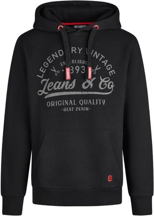 Чоловічий худі riverso Regular Fit RIVArmin з капюшоном та принтом, чорний (3XL)