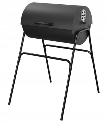 Великий садовий вугільний гриль-бочка Grill Meister з кришкою та робочим столом